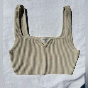 Babaton Sculpt Knit Notch Tank Matte Pearl XS
